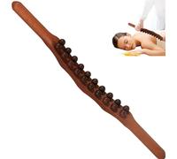 Herramientas de masaje de madera Guasha de madera con 20 cuentas para cuerpo, rodillo de madera, herramienta terapéutica para liberación de fascia de espalda y drenaje linfático (marrón)