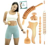 Herramientas de masaje de terapia de madera 6 en 1 - Kit profesional de Maderoterapia para moldear y esculpir el cuerpo - Rodillo de masaje de drenaje linfático - por Cozlow