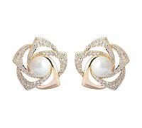 Herramientas de perlas Kits de pluma de joyería para mujer High End Personalized Versatile Studded Rose Earrings Exaggerated Earrings Baguier Suministros Masa Joyería, talla única, Metal, Sin piedra