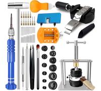 Herramientas de Relojería + Prensa de Relojes, GLDCAPA Recambio de Pila de Reloj, Herramienta para Acortar Correa de Reloj, Abridor de Tapa de Reloj