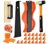 Herramientas de suelo laminado, kit de instalación de suelos de madera de 35 piezas, kit de suelo laminado con espaciadores de suelo, mazo de goma, bloque de roscado de goma, espaciadores y cinta