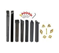 Herramientas de torneado 7 juegos de portaherramientas de torneado de torno CNC de 20 mm, barra de mandrilar con insertos y llaves aplicables, juego for torneado y roscado(20mm for Stainless)