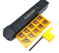 Herramientas de torno de metal, 1 pieza SCLCR2525M09 Barra de mandrinado de torno Portaherramientas de torneado externo + 10 piezas CCMT09T304 VP15TF Insertos de torneado de carburo