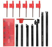 Herramientas de Torno Geevorks 21PCS 8Mm Herramienta de Torneado Inserto de Carburo Soporte de Torno Con Llaves Barra De Taladro Aburrido Multifuncional Carburo Sólido Inserta Holder Barra Girando