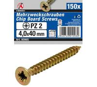 BGS Diy 80965 | Tornillos multiuso | cruz PZ2 | 4,0 x 40 mm | 150 piezas