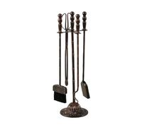 Herramientas For Chimenea Con Soporte, Juego De Atizador For Fuego | Base Resistente, Fácil De Montar,Adecuada For Chimeneas De Leña Y Fogatas Interiores Y Exteriores(Brown)