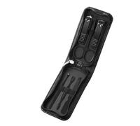 Herramientas Juego de 6 piezas de manicura y pedicura portátiles de lujo, cortaúñas negro brillante, herramientas de cuidado personal, tijeras for cejas Profesional(Negro)