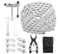Herramientas para Cadena Bicicleta, Cadena de Bicicleta 6/7/8 Velocidades, Cadenas Bici de 1/2 x 3/32 pulgadas y 116 eslabones, kit de reparación para bicicletas de carreras, rompecadenas