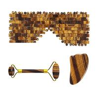 Herramientas Para El Cuidado De La Cara De Piedra Natural Ojos De Tigre Rodillo De Masaje Gouache Mascarilla Para Ojos Para Masajeador Facial De Cuerpo Completo,Juego 3 En 1-Ci-YL