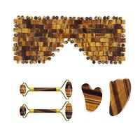 Herramientas Para El Cuidado De La Cara De Piedra Natural Ojos De Tigre Rodillo De Masaje Gouache Mascarilla Para Ojos Para Masajeador Facial De Cuerpo Completo,Juego 5 En 1 A