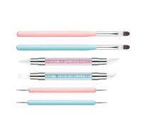 Herramientas para el diseño de uñas, 6 piezas de bolígrafo de tallado de silicona, pincel perforador doble punta kit escultura gel detalle manicura para principiantes y mujeres