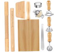 Herramientas para hacer pasta, 5 piezas de tabla de ñoquis de madera con rodillo para pasta, cortador de ravioles, cortador de masa y máquina para hacer bolas de masa para cocina