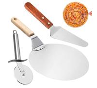 Herramientas para pizza, kit para horno de pizza | Juego de herramientas de cocción de pala para pizza de 3 piezas, para pizza, cortador de pizza, utensilios para horno de pizza con man