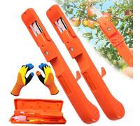 Herramientas Para Recoger Bayas, Recolector De Frutas, Cesta, Mango Para Manzanas, Recogedor Telescópico Ajustable De Arándanos, Cosecha De Cerezas, Mango, Red, Extensión(2PCS,Picking gloves)