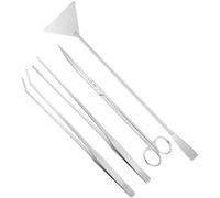 Herramientas para Terrario,Kit de 4 Piezas para Limpieza de Peceras - Pinzas Tijeras Espátula Largas de Acero Inoxidable para Cuidado Diario Plantación Alimentación Paludario Bonsái
