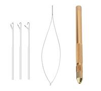 Herramientas profesionales para la extensión del cabello Enhebrador de aleación Tirando del gancho para accesorios de peinado Estilistas de salón y uso doméstico Duradero Ligero (Oro)