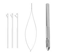 Herramientas profesionales para la extensión del cabello Enhebrador de aleación Tirando del gancho para accesorios de peinado Estilistas de salón y uso doméstico Duradero Ligero (Plata)