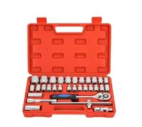 Herramientas Taller Mecanico Juego De Herramientas Manuales Llave Inglesa, Tubo Trinquete Combinada 1/2 ", 32 Piezas, Para Trabajos Reparación Reparación para Automóvil(Rot)