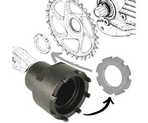 Herramientas Unior Ebike Bicicleta Anillo de cierre Plato Araña Herramienta de servicio Tuerca para Ebike Motor Brose Drive S/Mag, Negro
