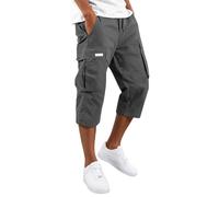 Herren Cargohose aus Polyesterstoff, mit Taschen, Cargo Design, komfortable Passform, mit funktionalem Sommerstil, Fuer Outdoor, Reise und Freizeit bei leichtem Kombilook, gris, 3XL
