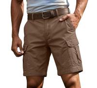 Herren Cargoshorts aus Polyesterstoff, mit elastischem Bund, Taschen, Cargo-Design, komfortable Passform, mit reisetauglichem Reisecharakter, Fuer Outdoor, Reise und Freizeit, marrón, 3XL
