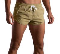 Herren Cargoshorts aus Polyesterstoff, mit elastischem Bund, Taschen, Cargo-Design, komfortable Passform, mit dezentem Bewegungsraum, Fuer Strand, Urlaub und Sommerfreizeit, caqui, 3XL