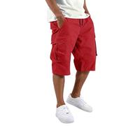 Herren Cargoshorts aus Polyesterstoff, mit Taschen, Cargo-Design, geradem Schnitt, komfortable Passform, mit dezentem Basislook, Fuer Sommer, Alltag und Urlaub bei aktivem Formdetail, rosso, 3XL