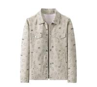 Herren Jacken Übergang Herbst Herrenjacke Wick Revers Jacke Mode Casual Trend Volldruck Sim Ple Große Größe Jacke Extra Herren (Khaki, L)