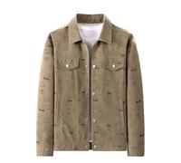Herren Jacken Übergang Herbst Herrenjacke Wick Revers Jacke Mode Casual Trend Volldruck Sim Ple Große Größe Jacke Extra Herren (Coffee, M)