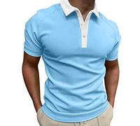 Herren Kurzarm Stehkragen Golfshirt Golf Polo-Shirt Sommer Hemd Mode Polohemd Fashion Herren T-Shirt Lässig Oberteil Polo Shirt Herren Muscle Shirt Fun Shirts Männer, Azul-B., L