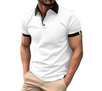Herren Kurzarm Stehkragen Golfshirt Golf Polo-Shirt Sommer Hemd Mode Polohemd Fashion HerrenT-Shirt Lässig Oberteil Business Herren Hoodie Männer Männer Kostüm Fasching, Weiß-e, L