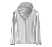 Herren Sneaker Lässige Kapuzenjacke für Herren mit Reißverschluss, Leicht, atmungsaktiv, für den Außenbereich, Frühling/Sommer, Pullover, Bequeme, lockere Passform, Streetwear Gehrock (Light Gray, L)