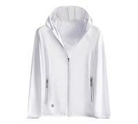 Herren Sneaker Lässige Kapuzenjacke für Herren mit Reißverschluss, Leicht, atmungsaktiv, für den Außenbereich, Frühling/Sommer, Pullover, Bequeme, lockere Passform, Streetwear Gehrock (White, XL)