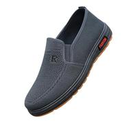 Herren-Sneaker,Modisch,FrühHling Und Sommer,läSsig,Flach,weiches Boden,Atmungsaktives,Mesh,Ohne SchnüRsenkel,beque,Einfarbig,leichte Walkingschuhe,Slip On Freizeitschuhe,rutschfeste Sportschuhe, gris