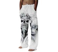 Herren Strand Jogginghose aus waermendem Stoff, mit Kordelzug, lockerem Schnitt, geradem Schnitt, mit reisetauglichem Alltagsnutzen, Fuer Strand, Urlaub und Sommerfreizeit, blanco, XXL