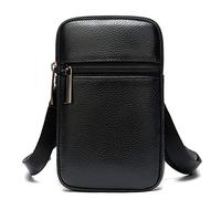 Herren Umhängetasche Leder Schwarz, Handytasche Zum Umhängen Herren, Gürteltasche Hängetasche Klein Herren Schultertasche Handy Tasche Umhängen Männer Messenger Bag Reisegepäck Smartphone Tasche