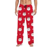 Herren Weihnachten Pyjamahose aus waermendem Stoff, mit Kordelzug, Taschen, Stretch-Komfort, mit strapazierfaehigem Alltagsnutzen, fuer Zuhause, Schlafen und entspannte Abende, hot pink, L