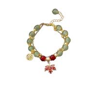 Herrenarmband Aus Brasilianischem Stoff 2024 Vergoldetes plattiertes Jade Glasarmband für Frauen Jade Perlenarmband Geschenke für Sie Ihn Oma Mutter Vater Buchstaben Brazalete compatible con Machen
