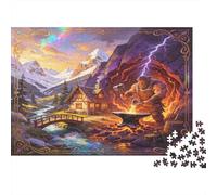 Herrero Dios del Trueno Puzzle para Adultos Puzzle de 1000 Piezas Cabaña de Montaña Fantástica Juego de Puzzle 1000 Piezas Relajación Decoración Hogar Regalo 52x38cm/1000pcs