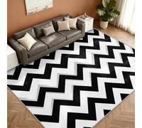 Herringbone Alfombra 240x300cm, Black White Geometric Alfombras for Living Room