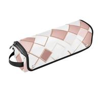 Herringbone Houndstooth Checked Teal Neutral Birds_3 Hot Hair Tools Travel Bag and Heat Resistant Mat with Zipper Dust Travel Straightener Bag for Flat Irons, Straighteners, Curling, 09, 1 Size