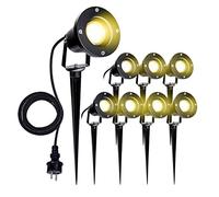 Herrselsam 8PCS Foco Proyector Exterior, 4W GU10 Lámpara de Césped con Espiga Lámpara Luz, 3000K Blanco Cálido IP65 Impermeable LED Bombilla Exteriores para Caminos Patio Decoración