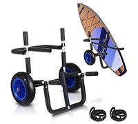 Herrselsam Carro de transporte para tabla SUP individual o doble, tabla de surf, tabla de surf, plegable, acolchado, canoa, incluye 2 correas de seguridad, azul y negro, 59 x 42 x 54 cm