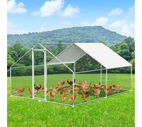 Herrselsam Gallinero Jaulas para animales pequeños, 3 x 4 x 2 m, XXL, con cerradura de seguridad y paño de polietileno impermeable, ideal para pollos y otros animales pequeños