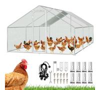 Herrselsam Gallinero para Gallinas Ponedoras para Exteriores, 3x6x2m Gallinero para Exteriores con Marco Galvanizado, Recinto con Cubierta de Tela Impermeable, Cerradura, para Pollos, Patos y Conejos