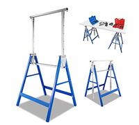Herrselsam Juego de 2 caballetes plegables de 7 alturas, 80 - 130 cm, carga de 200 kg, estructura de metal, color azul
