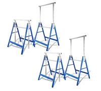 Herrselsam Juego de 4 caballetes plegables de 7 alturas, 80 - 130 cm, carga de 200 kg, estructura de metal, color azul