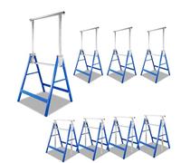 Herrselsam Juego de 8 caballetes plegables de 7 alturas, 80 - 130 cm, carga de 200 kg, estructura de metal, color azul