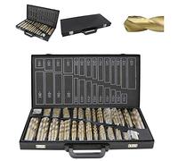 Herrselsam Juego de brocas para metal (230 piezas, diámetro de 1 a 13 mm, con revestimiento de titanio, acero HSS, brocas en espiral, brocas para madera, para metal, plástico, ladrillo y madera)