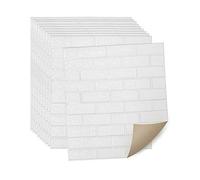Herrselsam Papel pintado autoadhesivo 10 unidades, paneles de pared 3D autoadhesivos, papel pintado con ladrillo, resistente al agua, efecto piedra, 5 mm adecuado para cocina, salón, 77 x 70 cm blanco